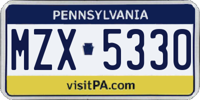 PA license plate MZX5330