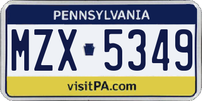 PA license plate MZX5349