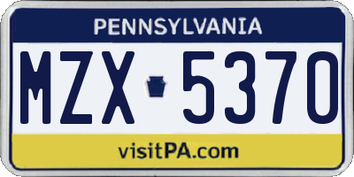 PA license plate MZX5370