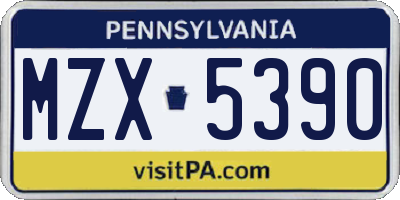 PA license plate MZX5390