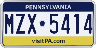 PA license plate MZX5414