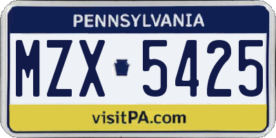 PA license plate MZX5425