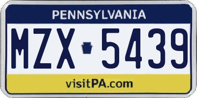 PA license plate MZX5439