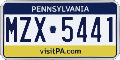 PA license plate MZX5441