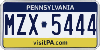 PA license plate MZX5444
