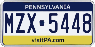 PA license plate MZX5448