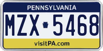 PA license plate MZX5468