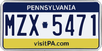 PA license plate MZX5471