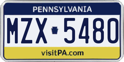 PA license plate MZX5480