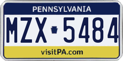 PA license plate MZX5484