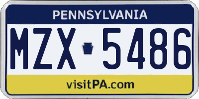 PA license plate MZX5486