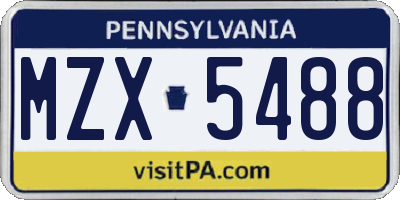 PA license plate MZX5488