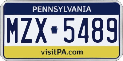 PA license plate MZX5489