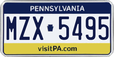 PA license plate MZX5495