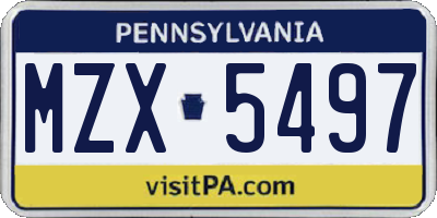 PA license plate MZX5497