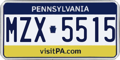 PA license plate MZX5515