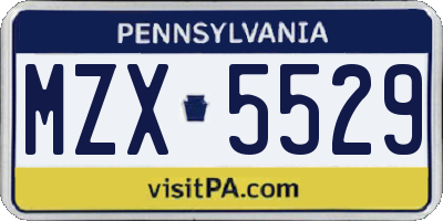 PA license plate MZX5529