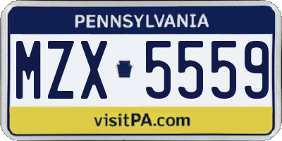 PA license plate MZX5559