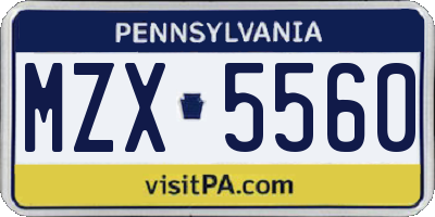 PA license plate MZX5560