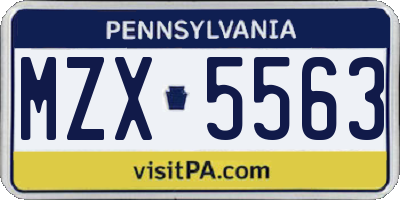 PA license plate MZX5563
