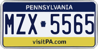 PA license plate MZX5565