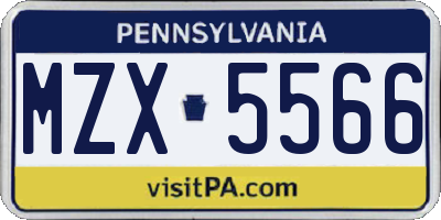 PA license plate MZX5566