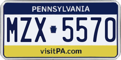 PA license plate MZX5570