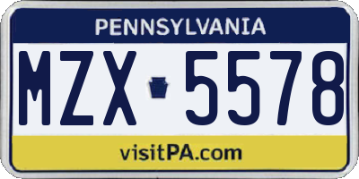 PA license plate MZX5578