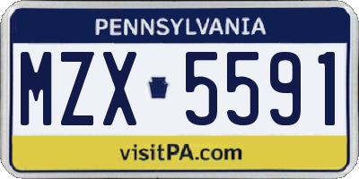 PA license plate MZX5591