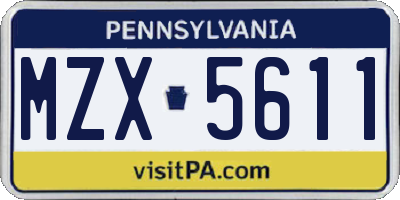 PA license plate MZX5611