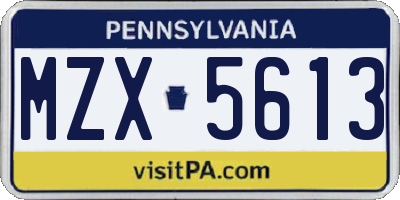 PA license plate MZX5613