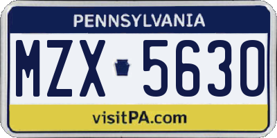 PA license plate MZX5630