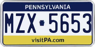 PA license plate MZX5653