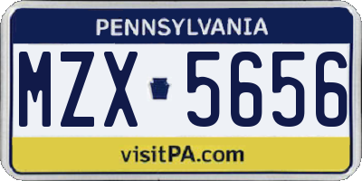 PA license plate MZX5656