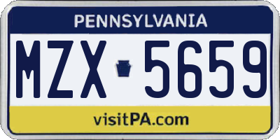PA license plate MZX5659