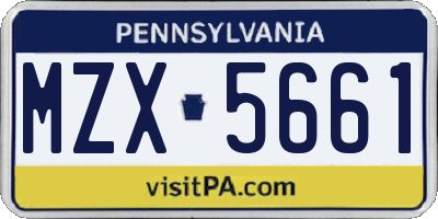 PA license plate MZX5661