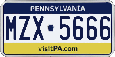 PA license plate MZX5666