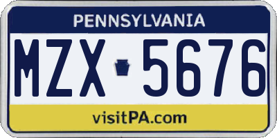 PA license plate MZX5676