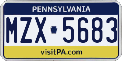 PA license plate MZX5683