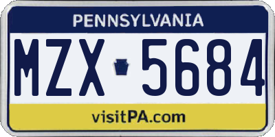 PA license plate MZX5684