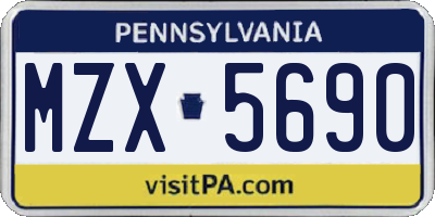 PA license plate MZX5690