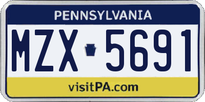 PA license plate MZX5691
