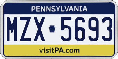 PA license plate MZX5693