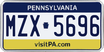 PA license plate MZX5696