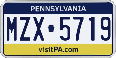 PA license plate MZX5719