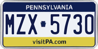 PA license plate MZX5730