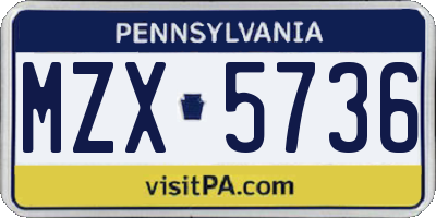 PA license plate MZX5736