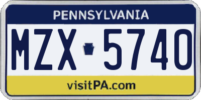 PA license plate MZX5740