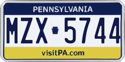 PA license plate MZX5744