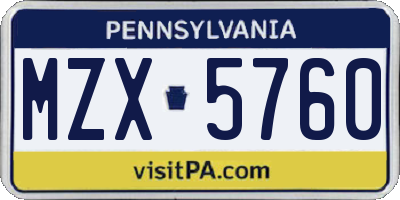 PA license plate MZX5760